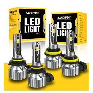 Auxito LED Headlight Bulb Combo 4 Pc Set 2-9005/HB3, 2-H8/H9/H11 Waterproof